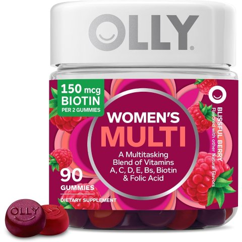 The Perfect Womens Gummy Multivitamin, 45 Day Supply (90 Gummies), Blissful Berry, Vitamins A, D, C, E, Biotin, Folic Acid, Chewable Supplement