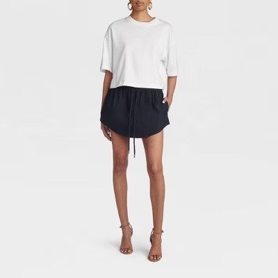 KBB by KAHLANA Women's Drawstring Mini Skirt Navy Blue M