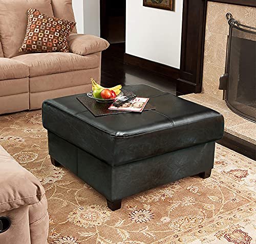 GLAXYFUR Folding Storage Bench PU Leather Black 23.6in