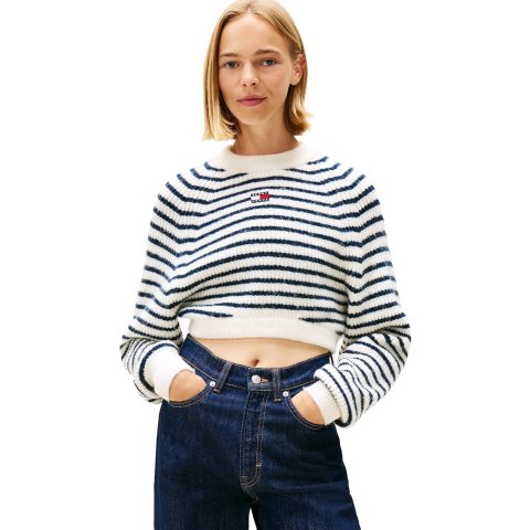 Tommy Jeans 高腰条纹毛衣 L码