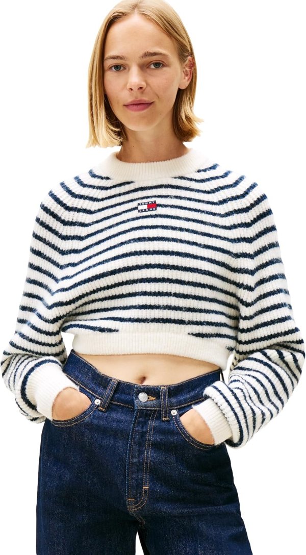 Tommy Jeans 高腰条纹毛衣 L码