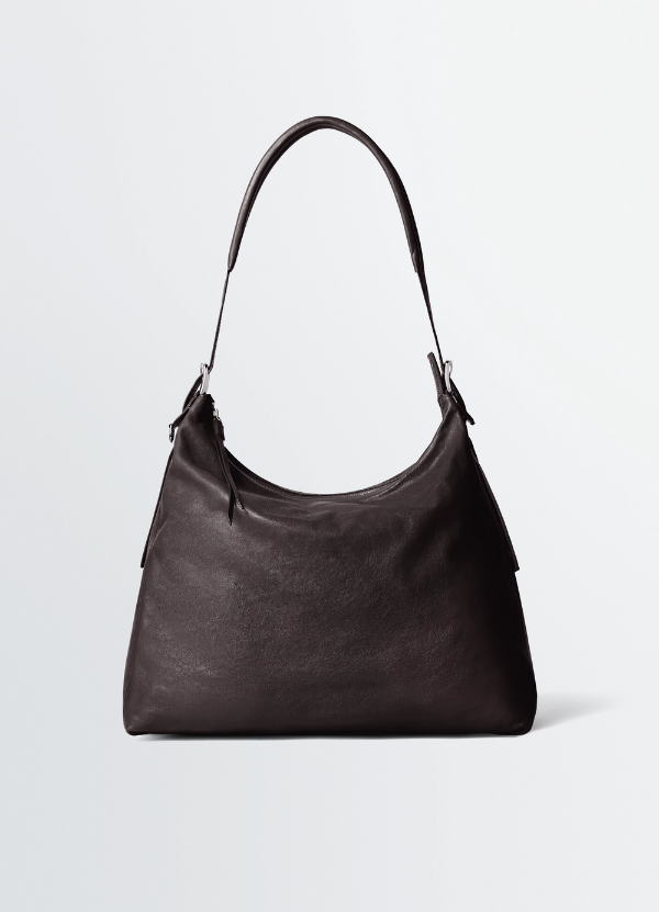 BR490 Glazed Leather Hobo Bag