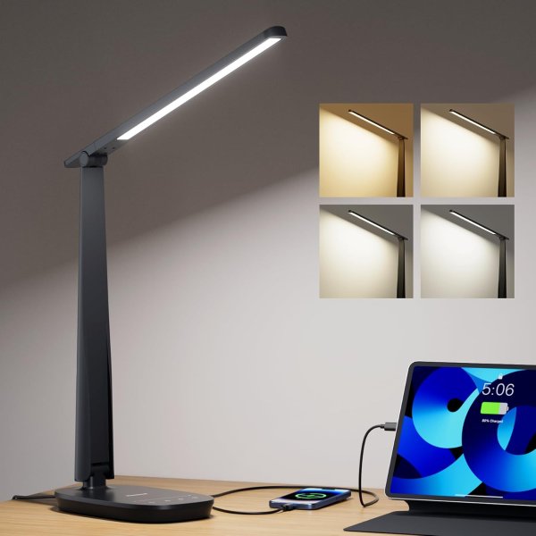 LED Desk Lamp Dimmable USB Charging