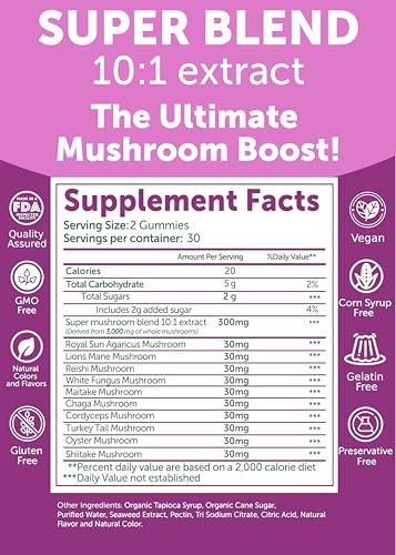Lunakai Super Mushroom Gummies 60 Count
