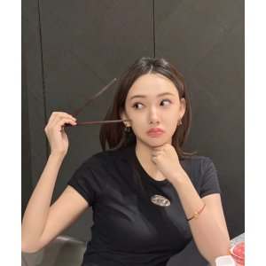 Diesel Angie DLogo黑色棉T恤 程潇同款