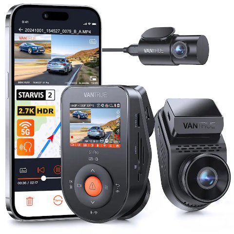 S1 PRO Dash Cam 3K+1080P Black