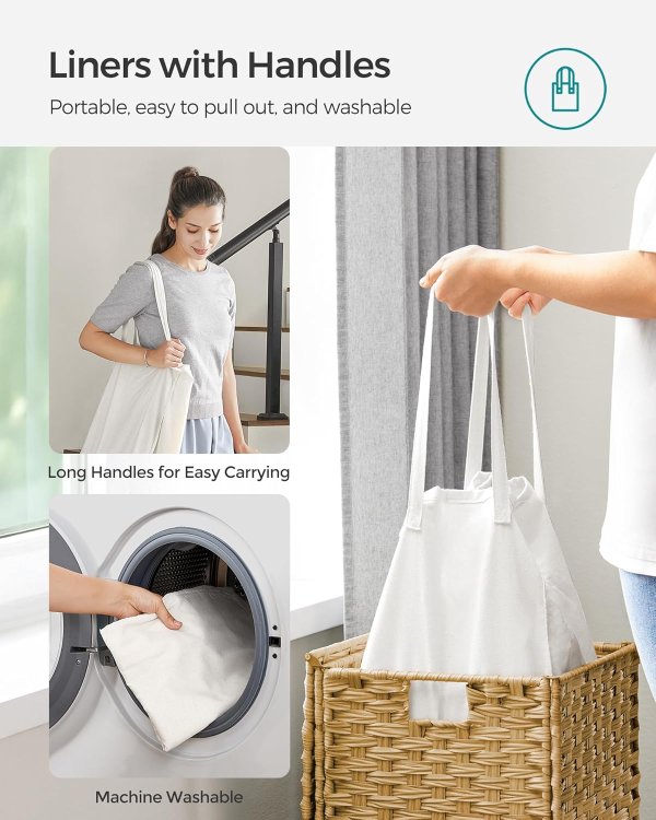 ULCB165N01 Synthetic Rattan Laundry Hamper 65L Yellow