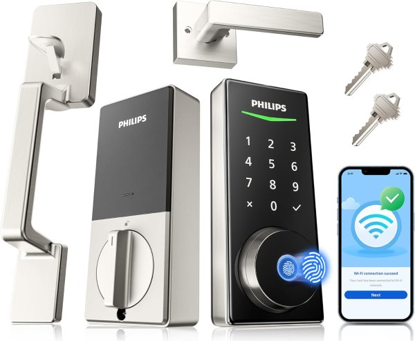 WiFi Smart Door Lock Fingerprint Satin Nickel