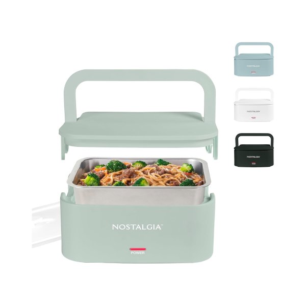 Nostalgia Heated Electric Lunch Box 4 Cup Portable with Handle