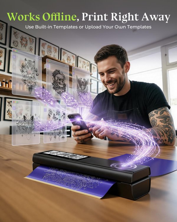 Phomemo M08F Tattoo Stencil Printer 100 Transfer Papers Black