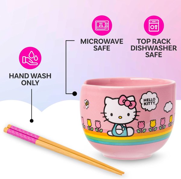 Hello Kitty 20oz陶瓷拉面碗，适用微波炉、洗碗机
