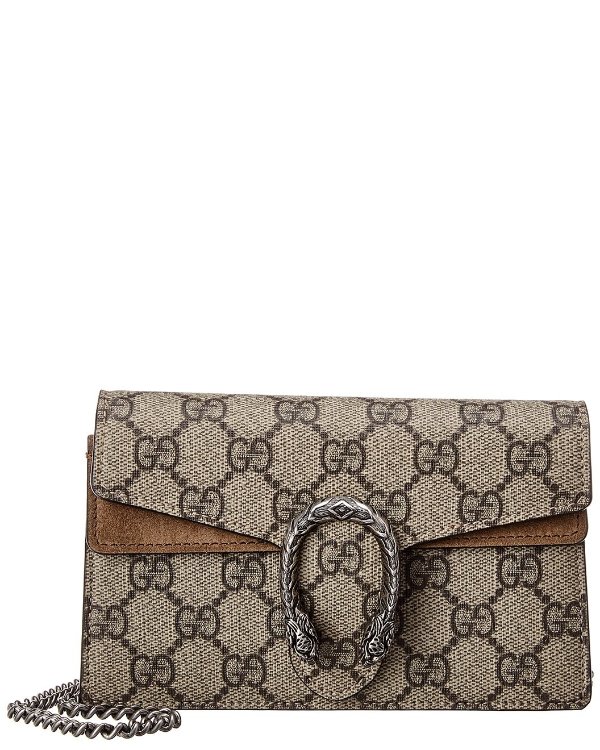 Dionysus Mini GG Supreme Canvas Suede Shoulder Bag