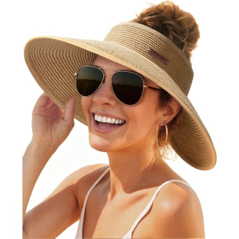 FURTALK Women Wide Brim Straw Sun Hat UV