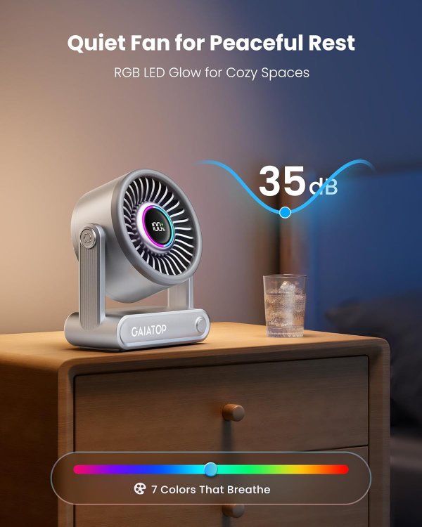 Gaiatop Portable Desk Fan 6000mAh Silver