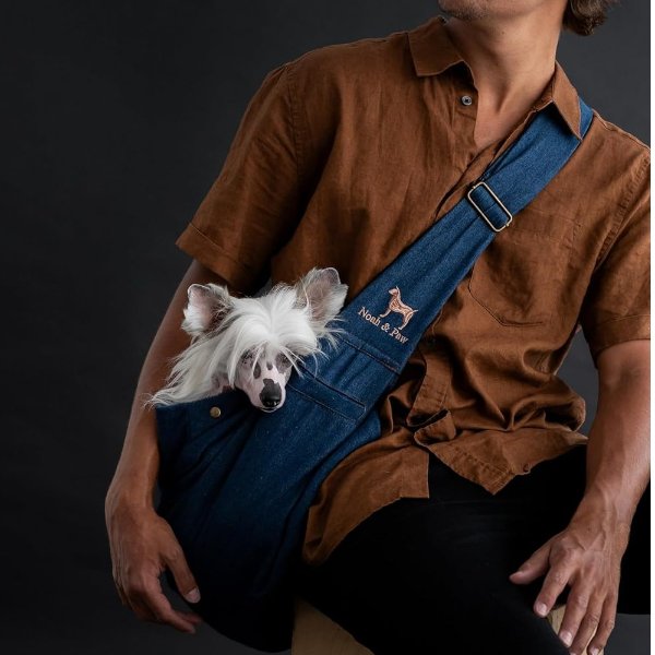 Noah & Paw Denim Dog Sling Carrier Adjustable Strap