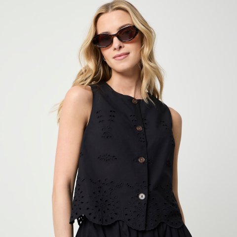 J.Crew女士镂空纽扣背心