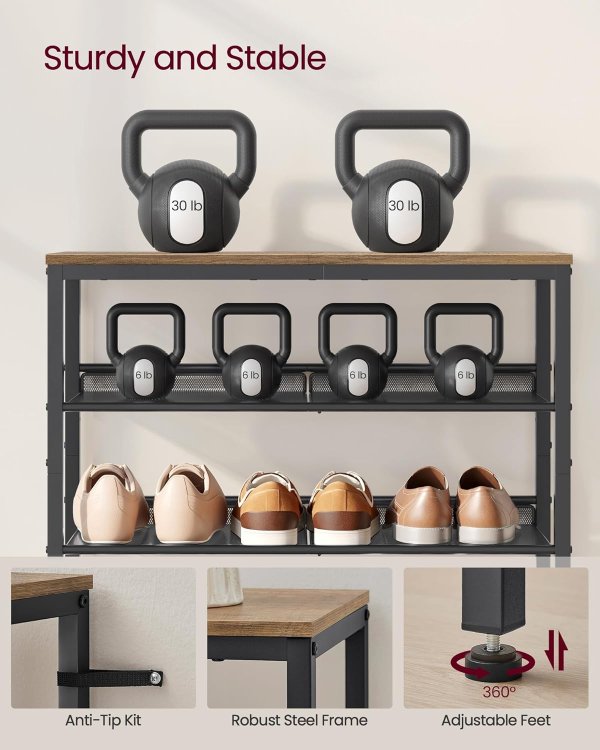 5-Tier Shoe Rack ULBS038K01 Honey Brown Black