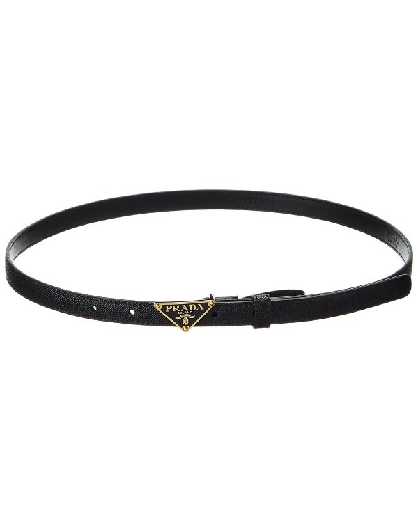 Saffiano Leather Belt Logo