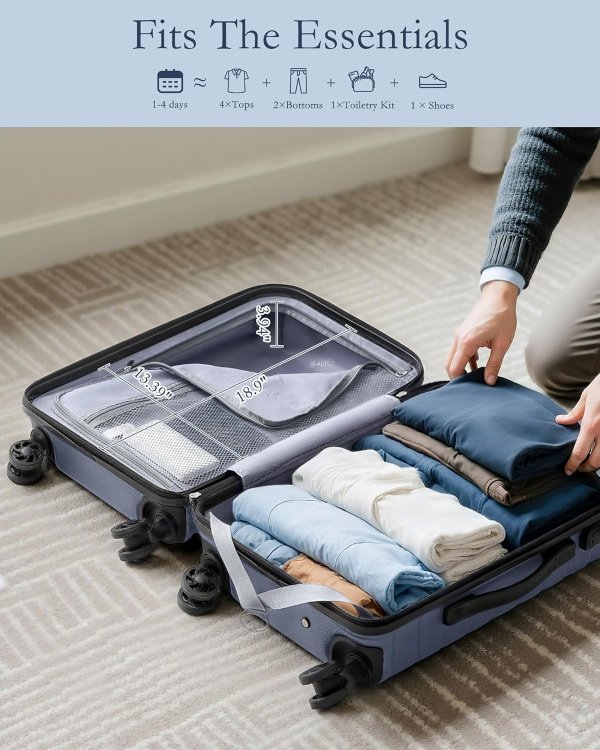 Coolife Luggage Set 20in Blue