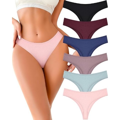 Cotton Thong Underwear for Women 6 Pack XS-XXXL