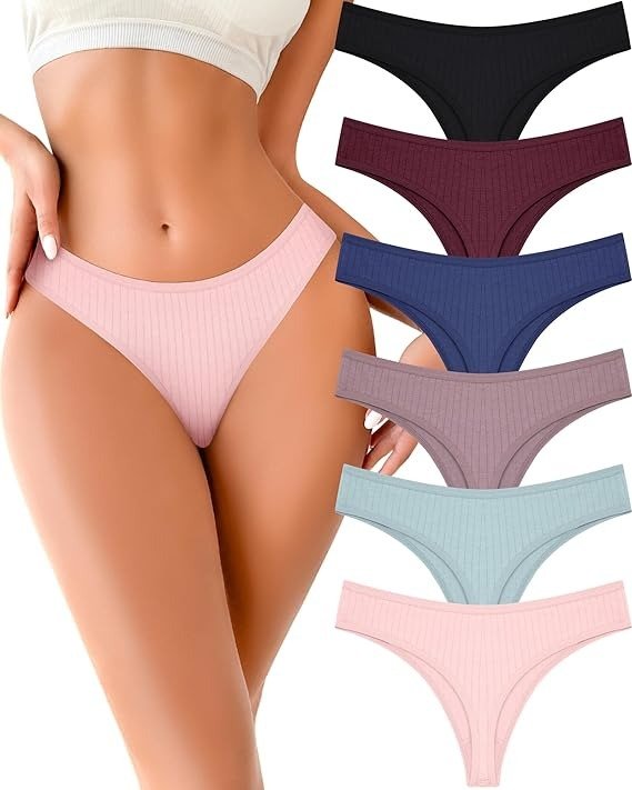Cotton Thong Underwear for Women 6 Pack XS-XXXL