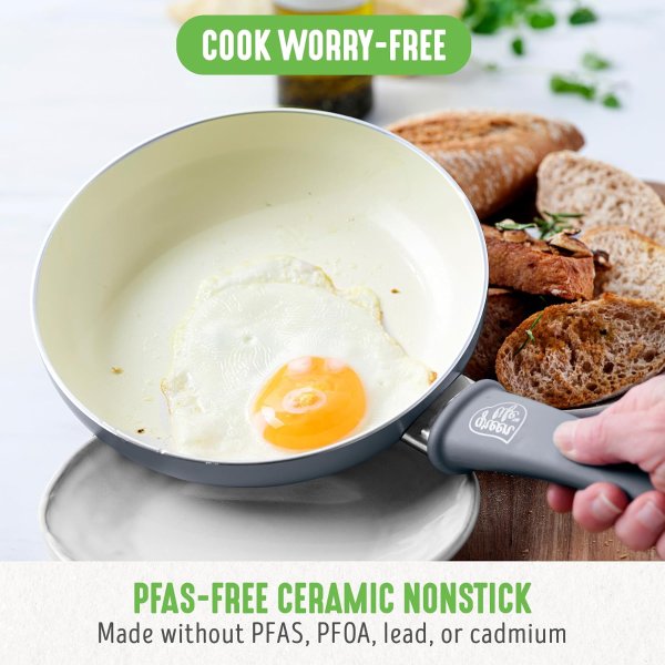Nonstick Ceramic Cookware Set 16-Piece Gray