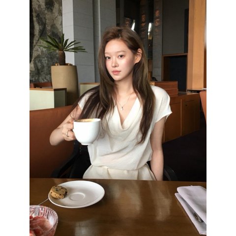 Pleats LMBFSUSH328 Drape Cap Sleeve Blouse
