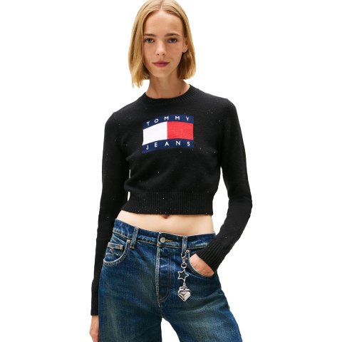 Tommy Jeans 张元英同款Logo高腰毛衣