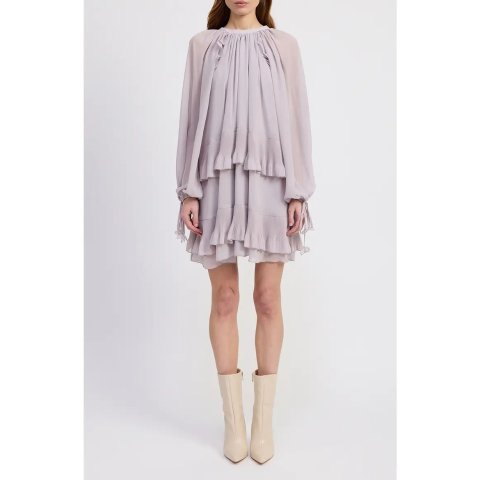 Nicolette Women’s Long Sleeve Ruffle Dress