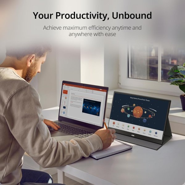 MNN Portable Monitor 15.6 Inch 1080P Ultra-Slim IPS
