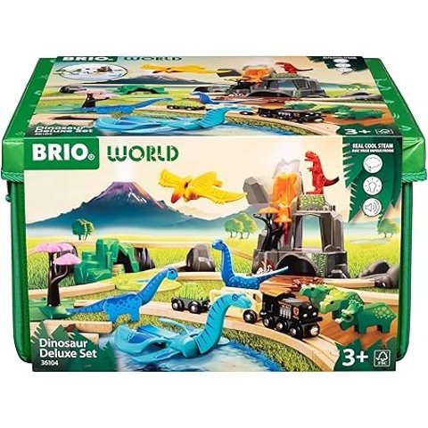  Dinosaur Deluxe Wooden Train Set 44 Pieces