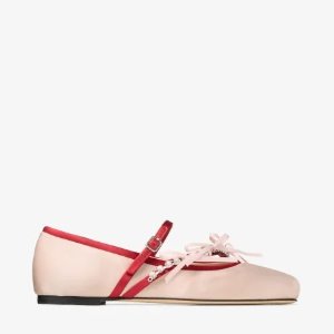 Jimmy Choo  Loli Ballerina 红色缎面平底鞋