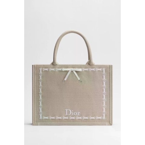 Book Tote Beige Embroidery Bag 36cm