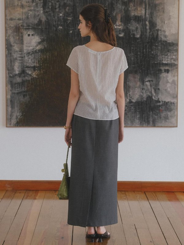 TILLIDIE Wool Long Skirt TISU06SK02 Gray