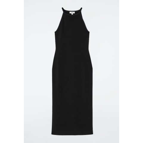 Contoured Knitted Midi Dress Black