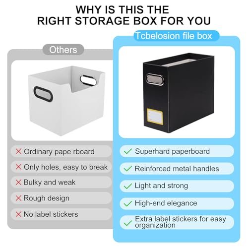 Tcbelosion Collapsible File Organizer Box Black-Yellow 2 Pack