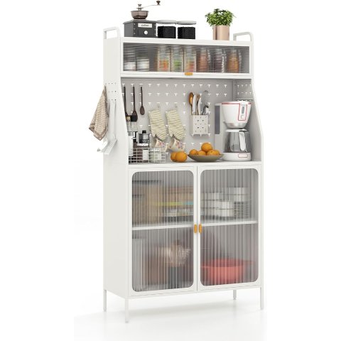 Kitchen Pantry Cabinet White 63.5-Inch