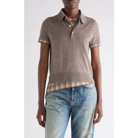 Nordstrom Women s Wool Short Sleeve Polo Sweater