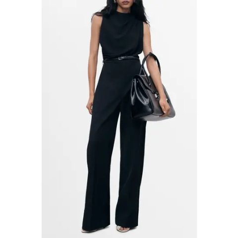 Drape Belted Wide Leg Jumpsuit