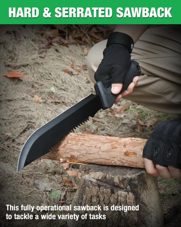 16 Inch Heavy Duty Dual-Edge Machete with Saw