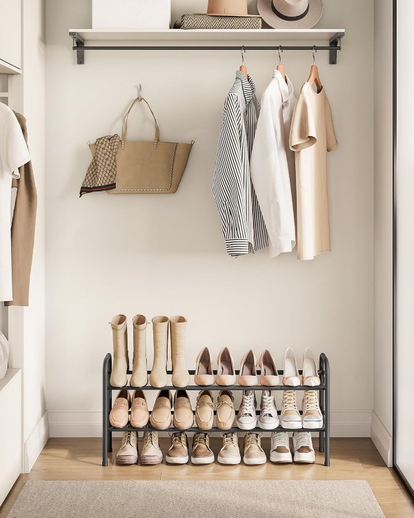 Expandable Shoe Rack 2-Tier Black