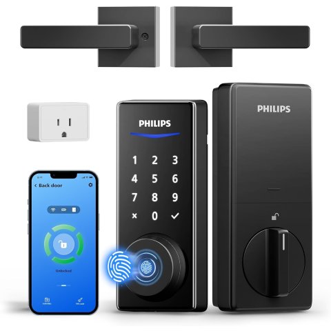 Smart Door Lock Fingerprint WiFi Matte Black