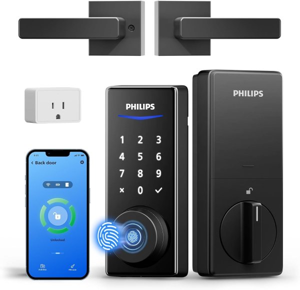 Smart Door Lock Fingerprint WiFi Matte Black