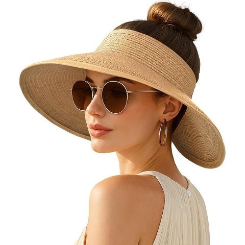 Wide Brim Straw Sun Visor Foldable Hat