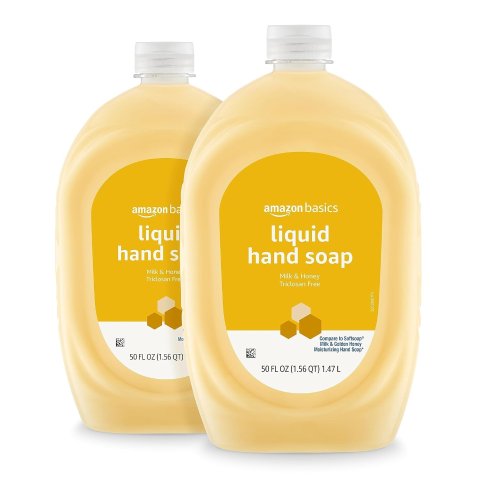 Amazon Basics Liquid Hand Soap Milk and Honey 50 Fl Oz 2-Pack