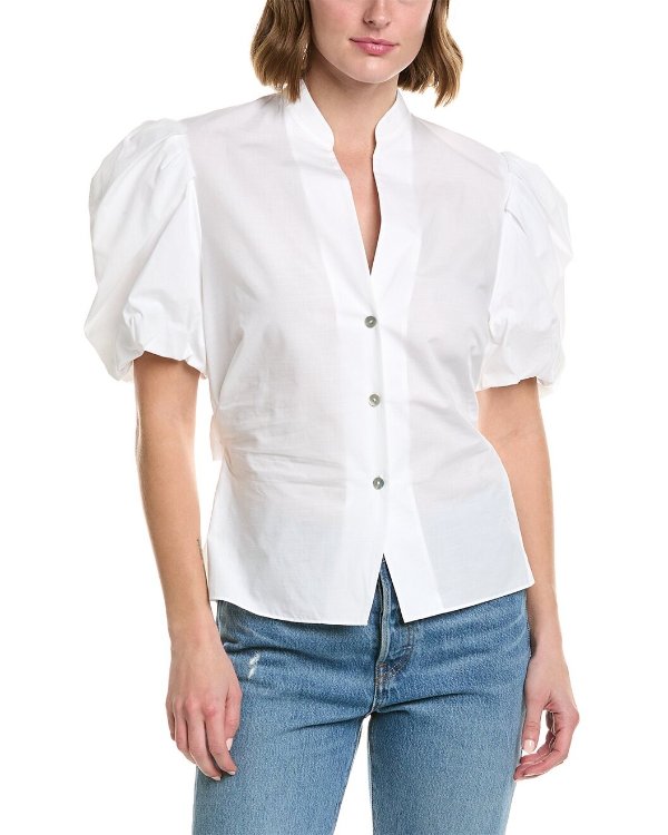Draped Puff Sleeve Blouse