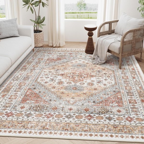 zesthome Ultra-Thin Anti-Slip Area Rug 5x7ft Orange