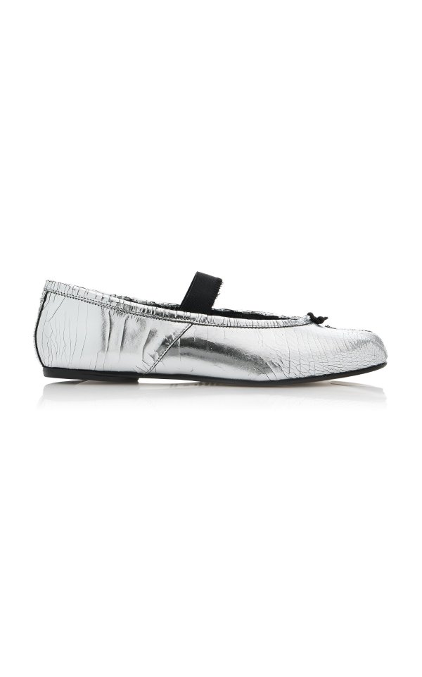 Tabi Crinkled Metallic Leather Ballet Flats