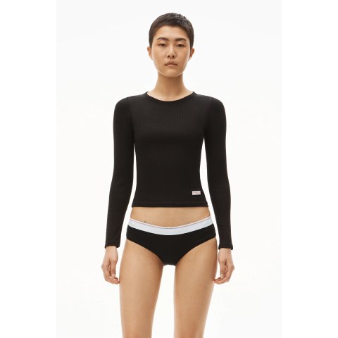 Alexander Wang 罗纹棉长袖T恤 黑色