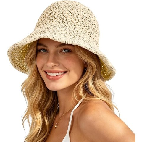 Women Straw Sun Hat UV Protection Foldable